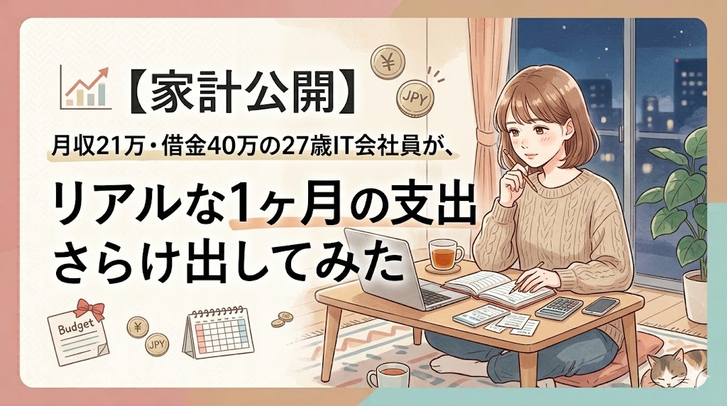【家計公開】月収21万・借金40万の27歳IT会社員が、リアルな1ヶ月の支出をさらけ出してみた